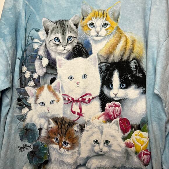 Vintage The Mountain Cats Graphic Long Sleeve Shirt Size XL Blue Tie Dye 2000 - Picture 3 of 9
